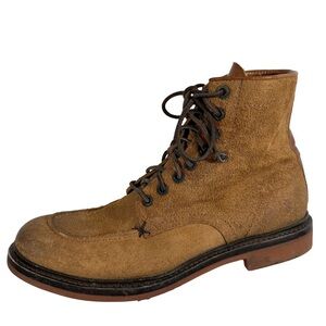 Frye Wallace brown suede lace up boot leather distressed